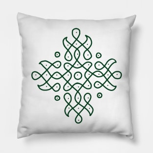 Dot Kolam, Green transparent Kolam, Muggu, rangoli Pillow