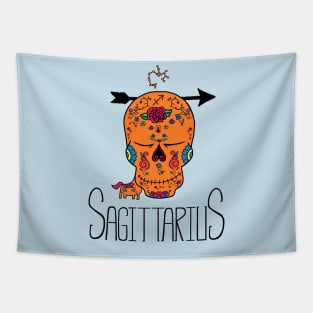 Sagittarius Zodiac Dia De Los Muertos Style Tapestry