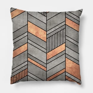 Abstract Chevron Pattern - Concrete and Copper Pillow