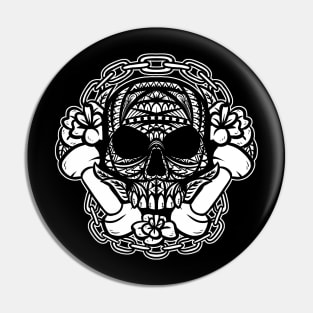 Barbell Skull Tribal Pin