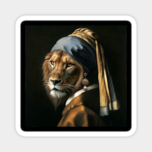 Wildlife Conservation - Pearl Earring Lion Meme Magnet