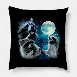 Cosmic Raccoon Abductions Elevate Your Tee Game with Extraterrestrial Charm Pillow