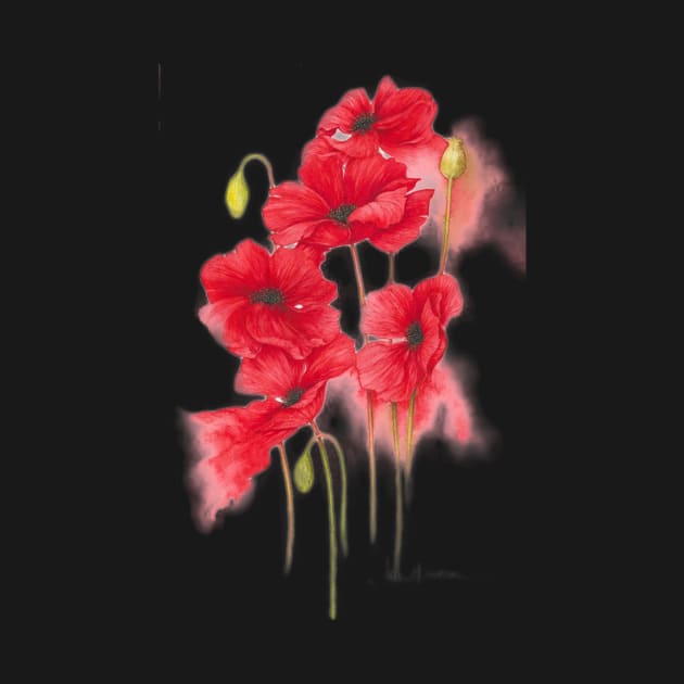 Red Poppies in Watercolour by designsbycreation