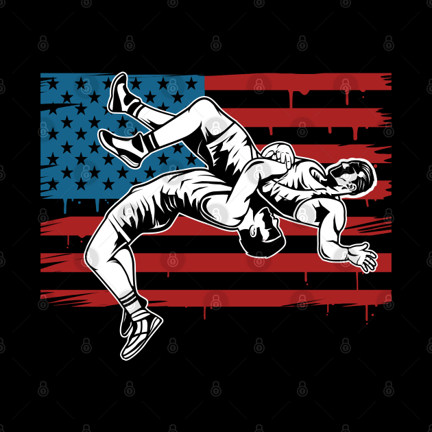 Wrestling - Wrestlers American Flag by Kudostees