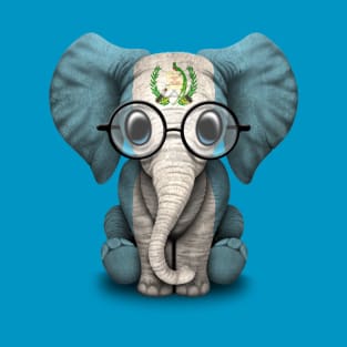 Baby Elephant with Glasses and Guatemalan Flag T-Shirt