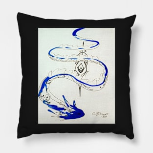 Blue Water Dragon Pillow