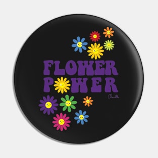 Sticker Style Flower Power Multi Color Happy Face Daisies Pin