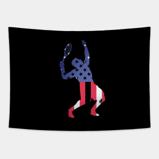 US Open Tennis USA Flag Silhouette Tapestry