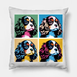 Pop Retro Cavalier King Charles Spaniel Art - Cute Puppy Pillow