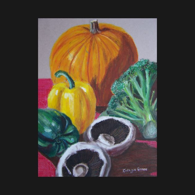 Vegetables still life in oil pastels by thryngreen