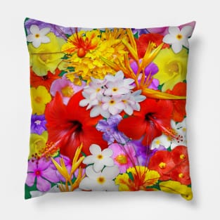 Exotic Flowers Colorful Explosion Pillow