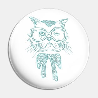 Cat wink with glases and bowties Pin