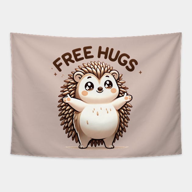 Cuddly Hedgehog: Free Hugs and Smiles for All! Tapestry by Ingridpd