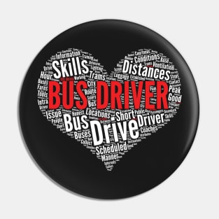 Bus Driver Heart Shape Word Cloud Design graphic Pin