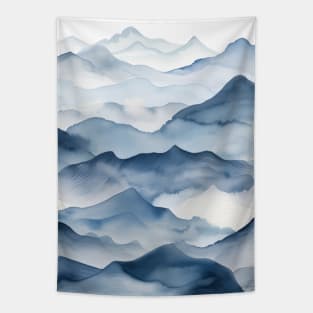 Indigo Blue Mountains Abstract Nature Tapestry