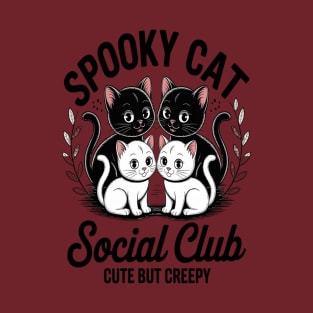 Spooky Cat Social Club Ghost Cat Halloween Gothic Black Cat T-Shirt