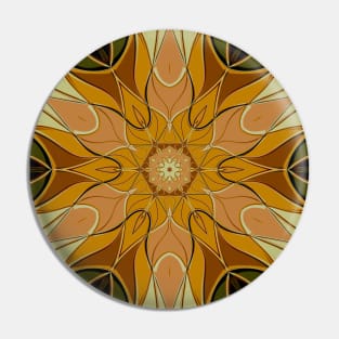 Cartoon Mandala Flower Orange and Green Pin