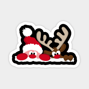 Merry Christmas Santa & Reindeer Magnet