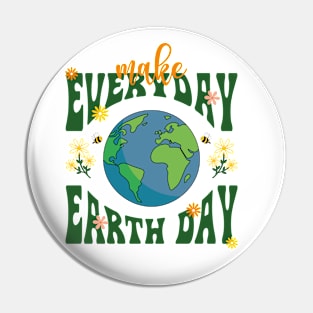 Retro Groovy Make Everyday Earth Day 2024 Cute Save Our Planet Pin