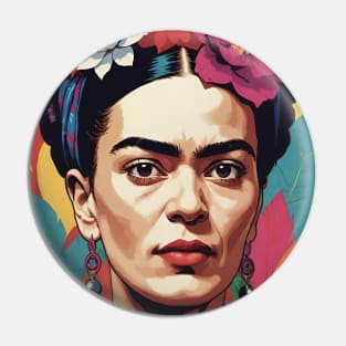 Frida's Floral Radiance: Colorful Portrait Pin