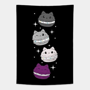 Subtle Asexual Pride Flag Cute Cat Kawaii Macaron Tapestry