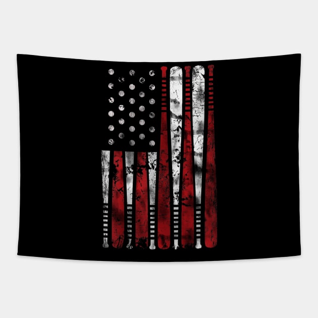 Vintage Baseball Bat American Usa Flag Gift Tapestry by Jannysingle