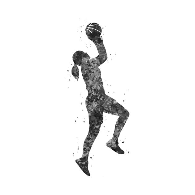 Basketball girl black and white by Yahya Art