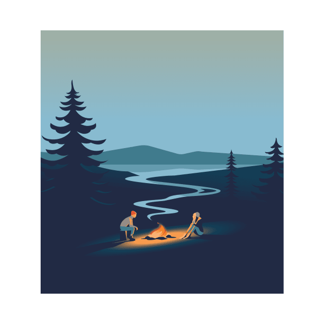 Flowing campfire by Ricard Jorge illustration