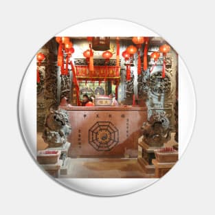 Hotel reception styled like ancient Chinese temple altar SQ Pin