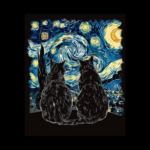 Cat Starry Night Wanderlust by xXYazzyChanArtsXx