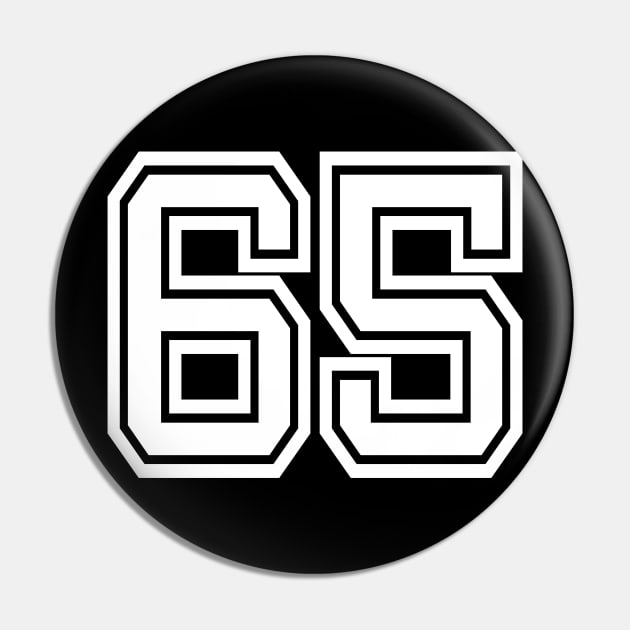 Number 65 for a sports team, group, or community T-Shirt Pin by DariBangAngga