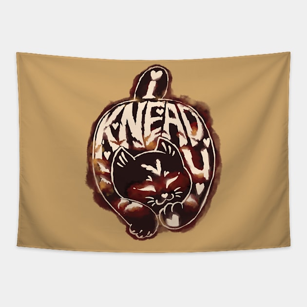 Knead U coffee cat Tapestry by Still Winter Craft