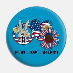 Peace, Love, America 4th of July Design Pin