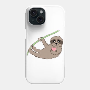 Valentine' Day Sloth Hugging a Heart Phone Case