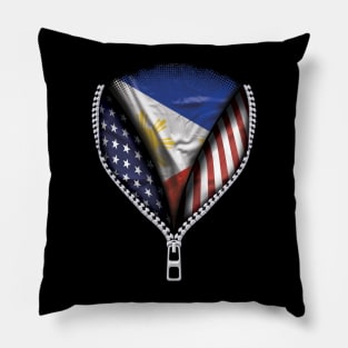 Filipino Flag  Philippines Flag American Flag Zip Down - Gift for Filipino From Philippines Pillow