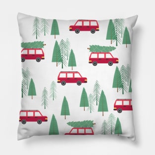 Christmas Tree Station Wagon Headed Home Pillow