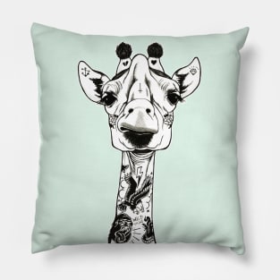 Tattooed Giraffe Pillow