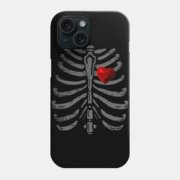 Skeleton Heart Rib Cage X-Ray Party Halloween Phone Case by Howtotails