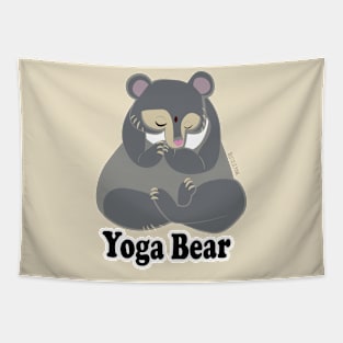 Yoga bear in grey Tapestry