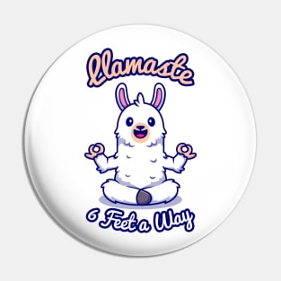 Funny Llamaste Meditation - Yoga Christmas - Llamaste 6 Feet A Way Pin