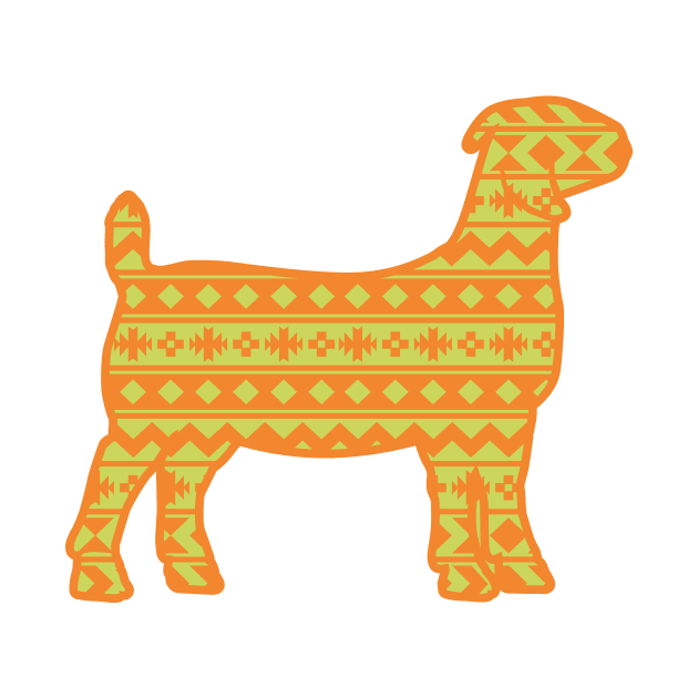 Show Goat with Orange & Green Southwest Aztec Pattern by SAMMO