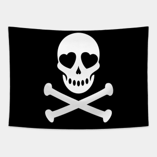 Of Vizions Heart Eyes Skull and Crossbones CLASSIC Tapestry