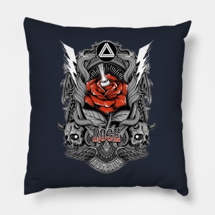 Snake and Rose Artwork Pillow