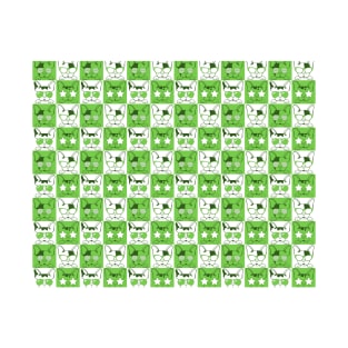 Frenchies with Glasses Pattern Green T-Shirt