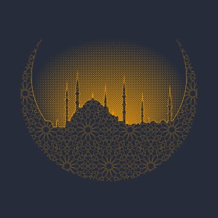 Blue mosque in a crescent over sunset T-Shirt