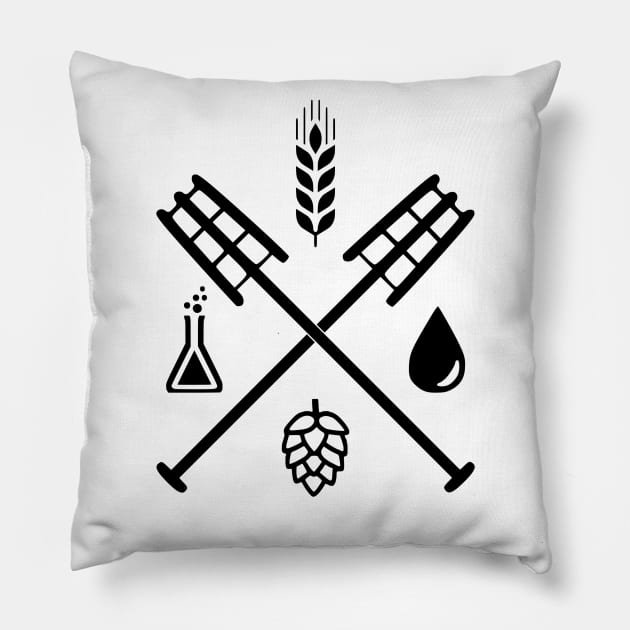 Beer Ingredients Dueling Paddles [Dark] Pillow by PerzellBrewing