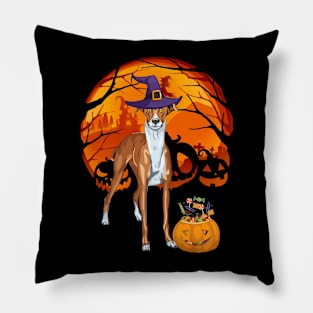Greyhound pumpkin witch Pillow