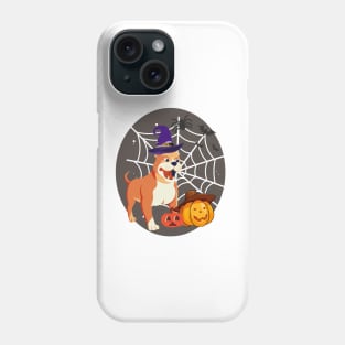 Halloween bulldog and pumpkins Phone Case