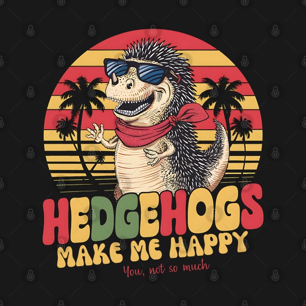 Amusing hedgehog design in retro vintage sunset style by TRACHLUIM