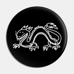 Dragon White Line Drawing Pin